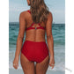 Damen Bademode mit gekreuzten Trägern, einfarbig, geteilter Badeanzug, Bikini