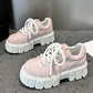 Frühling Muffin Bottom Fashion All-Match Höhe erhöhen Casual Lederschuhe