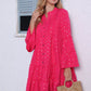 New Printed Bronzing Pleated Flared Long Sleeve Dress Summer Button Design Loose Dresses Fashion Womens Clothing