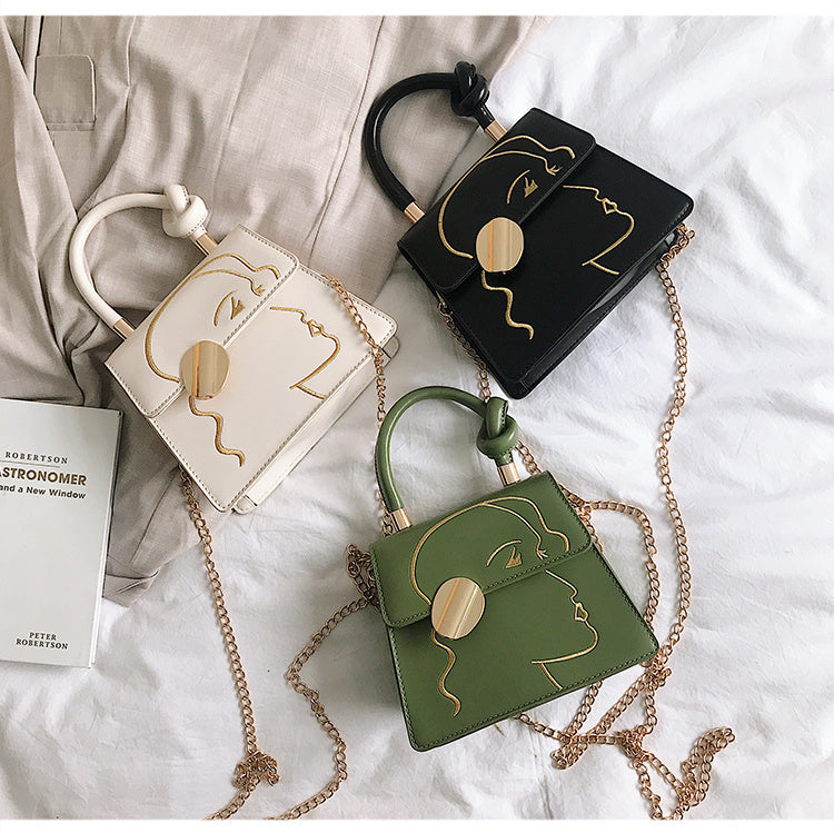 Borsa quadrata piccola ricamata alla moda