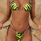Striped Print Tie Skinny Bikini