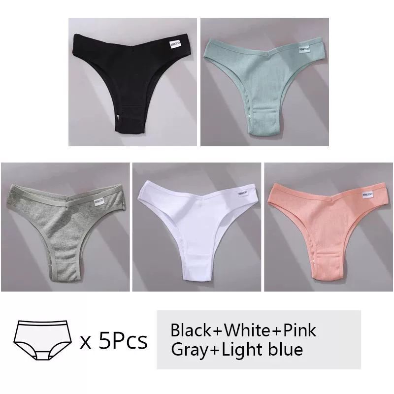 Set da 5 pezzi di mutandine da donna in cotone, intimo M-XL Comfo