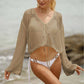 Cardigan con lacci da donna, traforato, protezione solare da spiaggia, camicetta a maniche lunghe