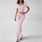 Sport Ombelico T-shirt Pantaloni Lunghi Tuta Abbigliamento Donna