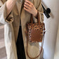 Leopard Print Shoulder Bag Anime New Versatile Suede Phone Bag