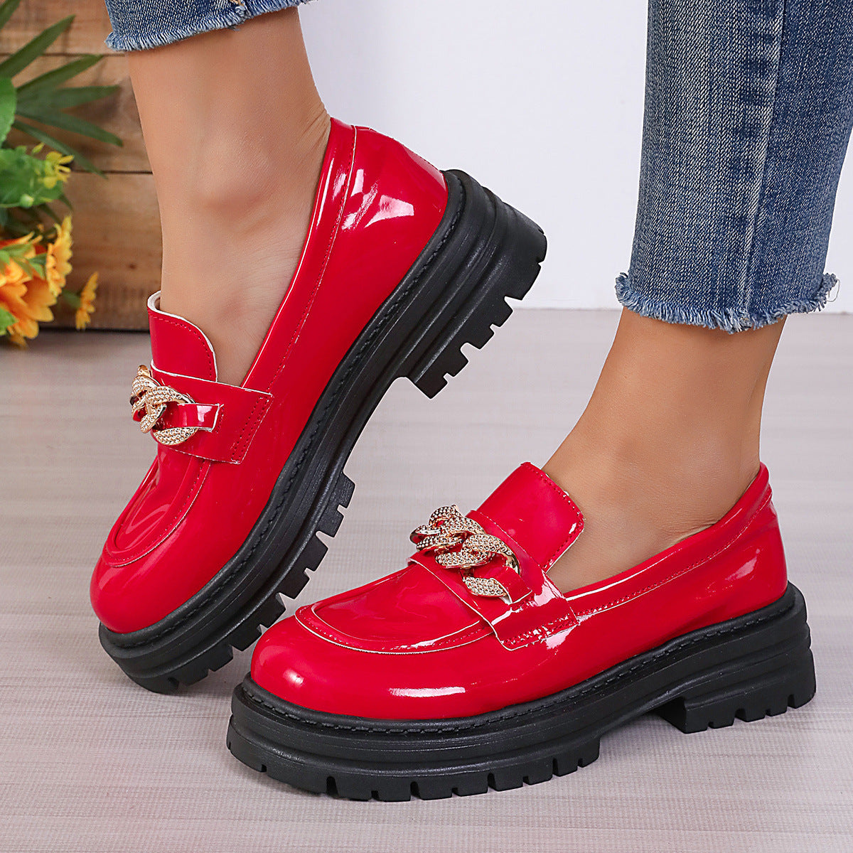 Scarpe in pelle retrò casual in stile britannico per le donne