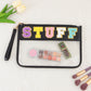 Snack Storage Bag Transparent Pvc Zipper Embroidery Lettered Make-up Bag