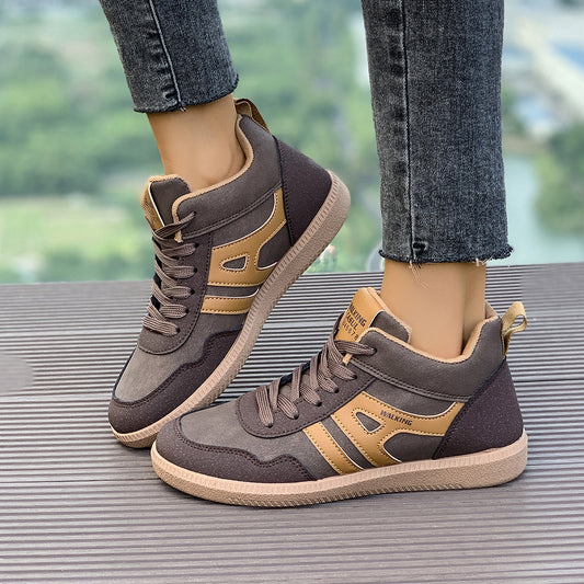 Scarpe da skate basse, traspiranti, piatte, con punta tonda e suola morbida da donna, con blocchi di colore