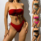 Kordelzug Design Tube Bikini Sommer Einfarbig Sexy Badeanzug Für Strand Party Damenbekleidung