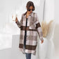 Einreihiger Langer Karomantel Für Damen Im Herbst Und Winter