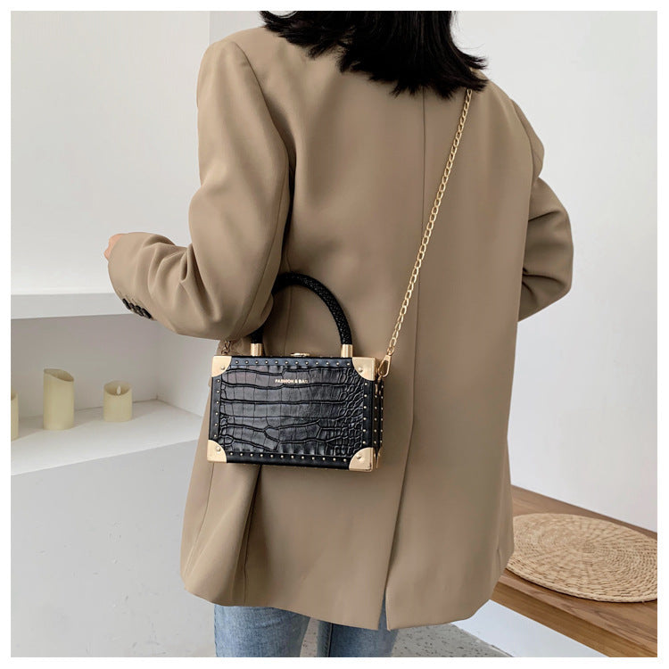 Nuova borsa a scatola con motivo retrò europeo e americano