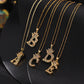 Micro-inlaid Colorful Zircon Hip-hop Personality 26 Letters Pendant Necklace