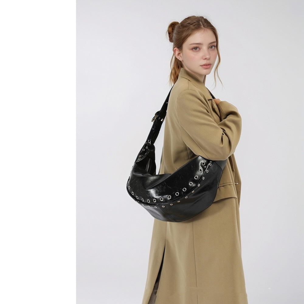 Borsa a tracolla retrò grande capacità, monospalla, sottobraccio, stile gnocco