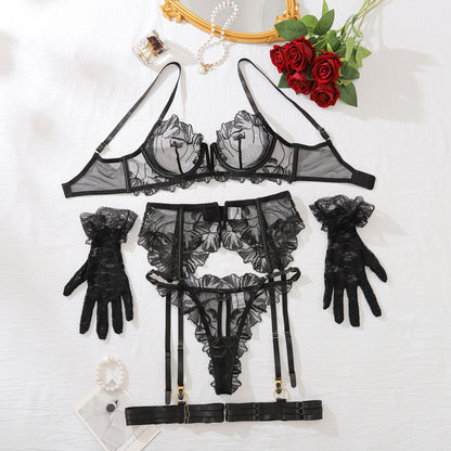 Set reggiseno intimo donna e giarrettiera intimo set cinque pezzi