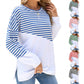 Maglione girocollo casual alla moda con design diviso Abbigliamento da donna