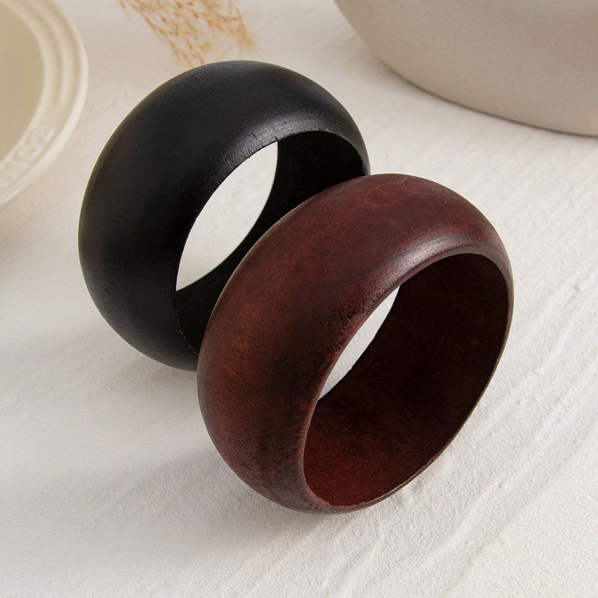 Retro Maillard Stil Holzmaserung Mode breites Armband für Frauen