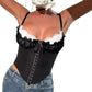 Canotta da donna con spalline in pizzo e maglia a rete ad alto senso