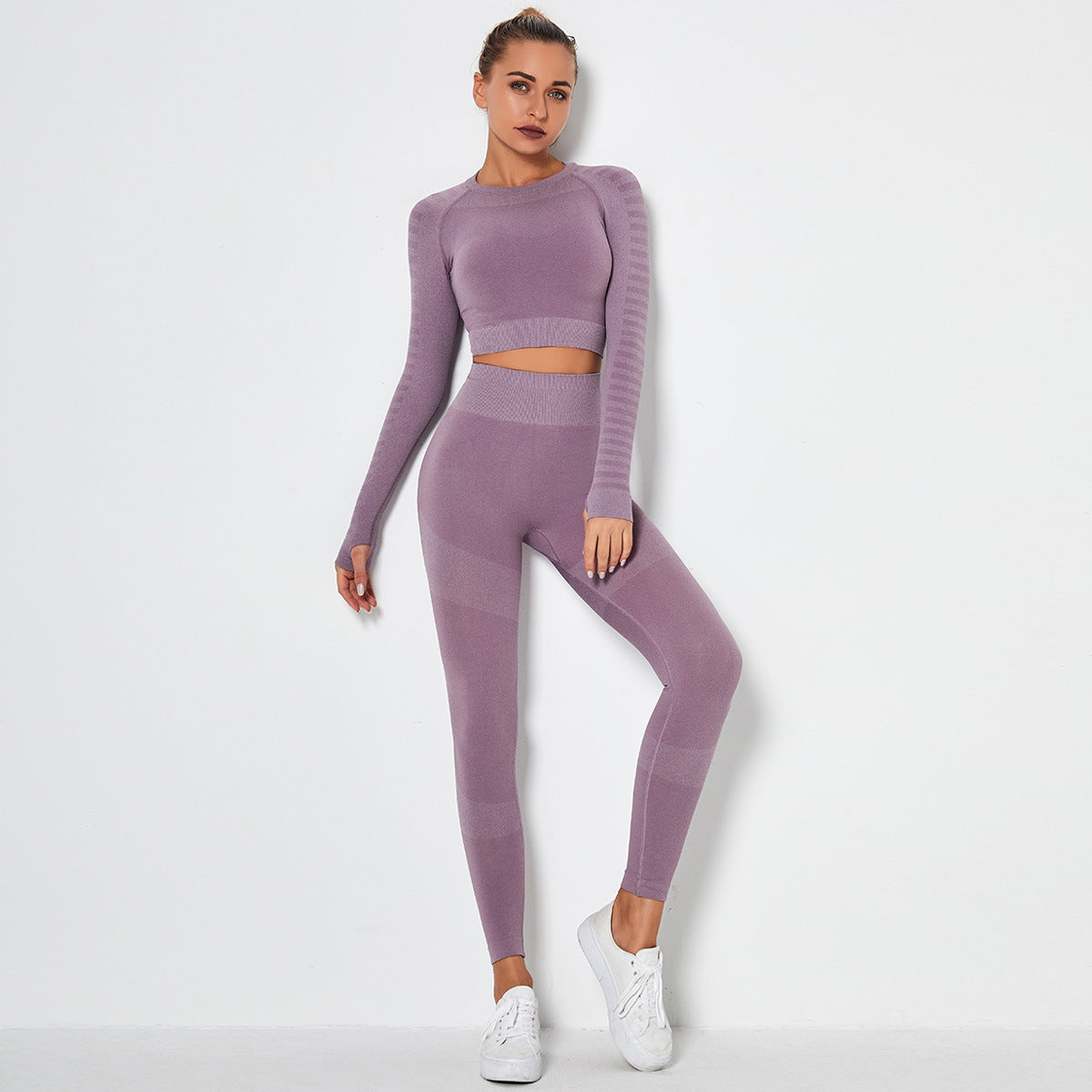 Seamless knitted high-stretch yoga sleeve slim long sleeves