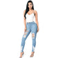 Jeans da donna, pantaloni da donna con elastico strappato