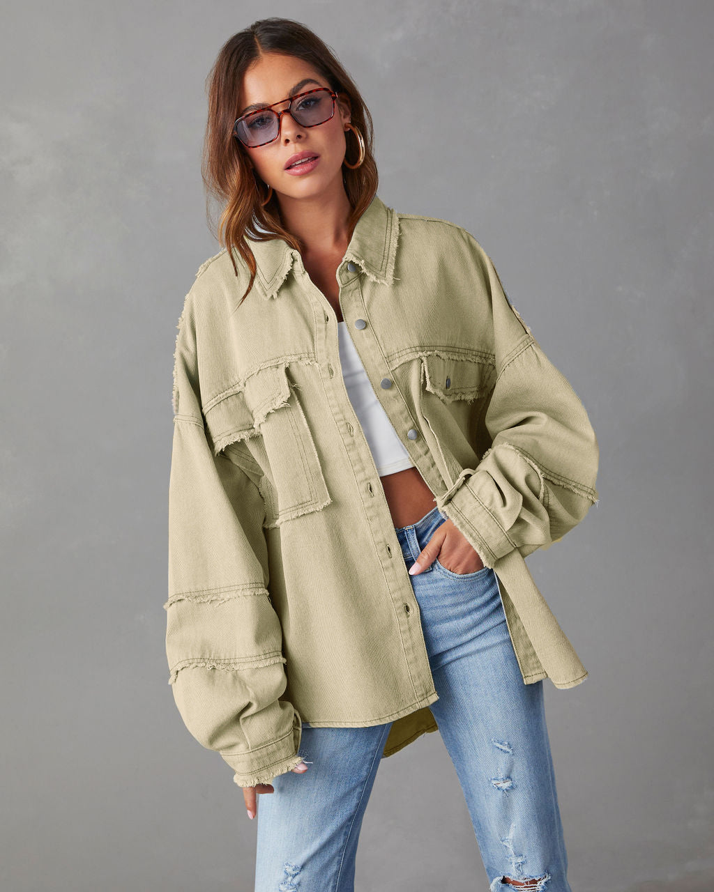 Casual Long Sleeve Denim Coat