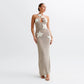 Schlankes Neckholderkleid mit Sternen, Sommer, sexy, Strand, lange Kleider, Damenbekleidung