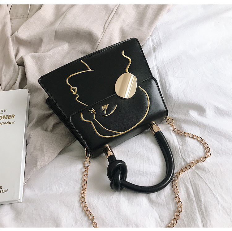 Borsa quadrata piccola ricamata alla moda