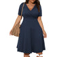 Plus Size Solid Color And V-neck Fashion Casual Fat Woman Commuter Short Sleeve