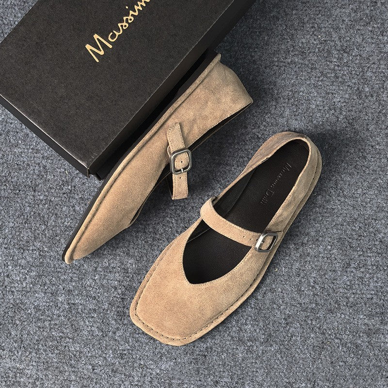 Bequeme Damen-Pumps mit quadratischer Zehenpartie aus echtem Leder