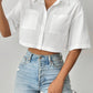 Shoulder Pocket Patched Crop Shirt Short Sleeve Tops