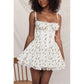 Sexy Spitzen-Hosenträgerkleid Sommermode Schnürung Schlanke Taille Plissee Kurze Kleider Für Damenbekleidung