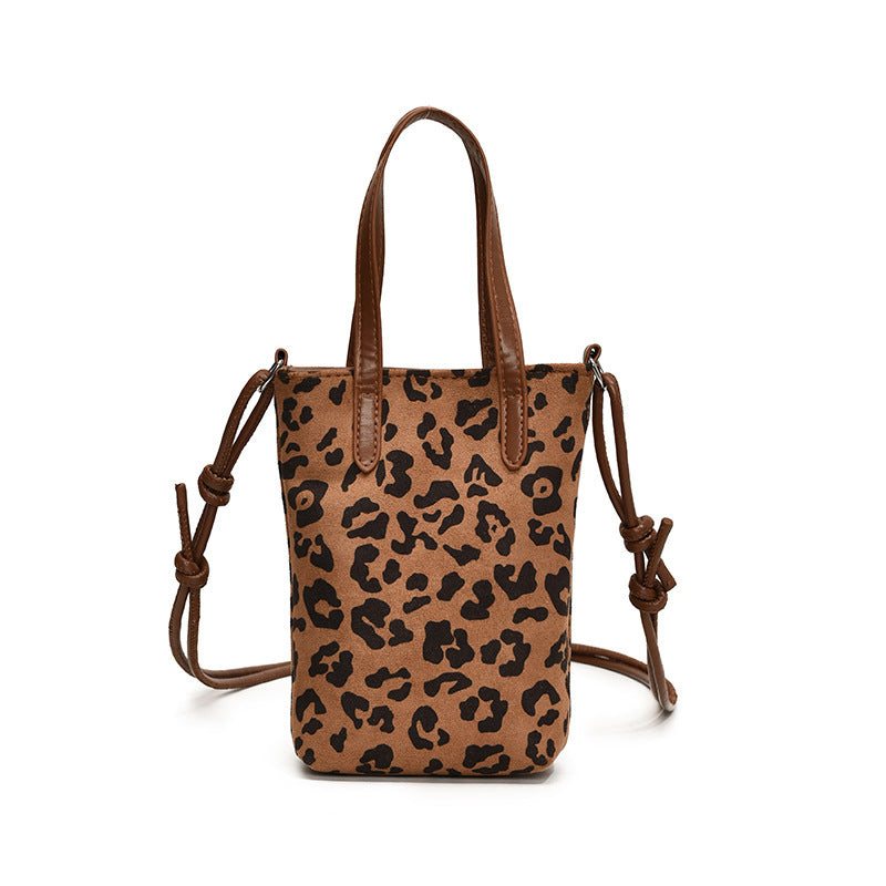 Leopard Print Shoulder Bag Anime New Versatile Suede Phone Bag