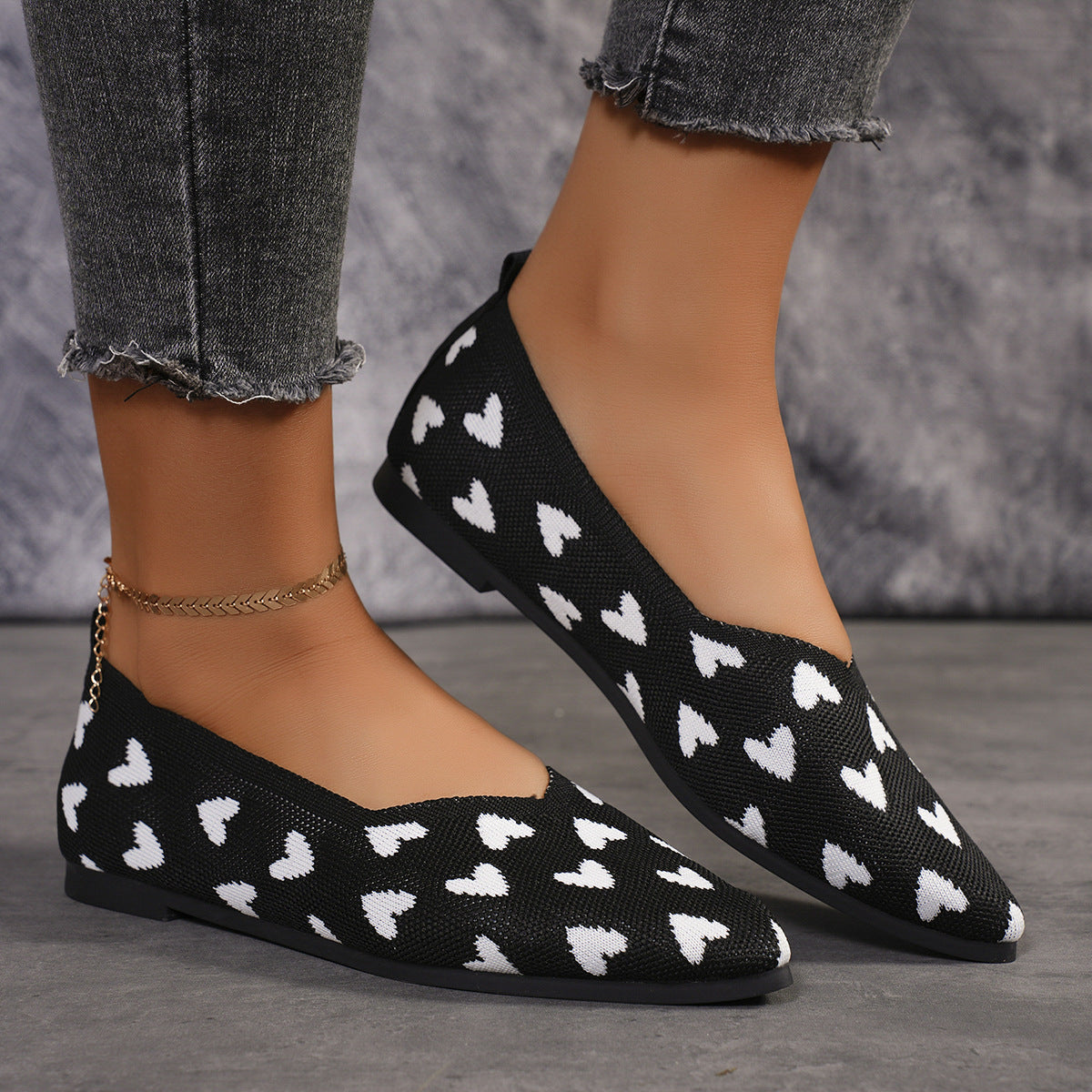 Flache Freizeitschuhe Leichte Strick-Damenschuhe