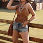 Women's ' Summer Leisure Vacation Western Style Tassel Hanging Neck Top
