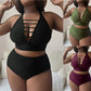 Plump Girls Plus Size Einfarbig Hohl Kreuz Schultergurt Verstellbar Neckholder Bikini