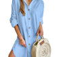Abito camicia a maniche lunghe con risvolto e bottoni, per il tempo libero autunnale, abbigliamento da donna