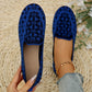 Scarpe basse con punta rotonda stampata, scarpe casual alla moda, traspiranti, in maglia, mocassini per donna