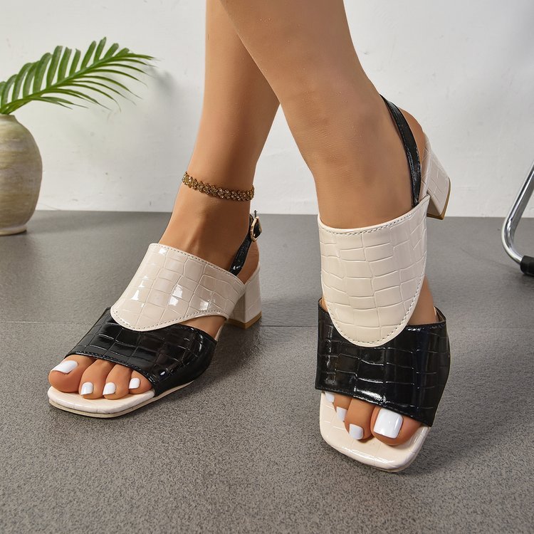 Damen-Sandalen mit mittelhohem Absatz und klobigem Absatz