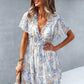 Floral Print Lettuce Trim Dress Vacation Beach Outfits Women