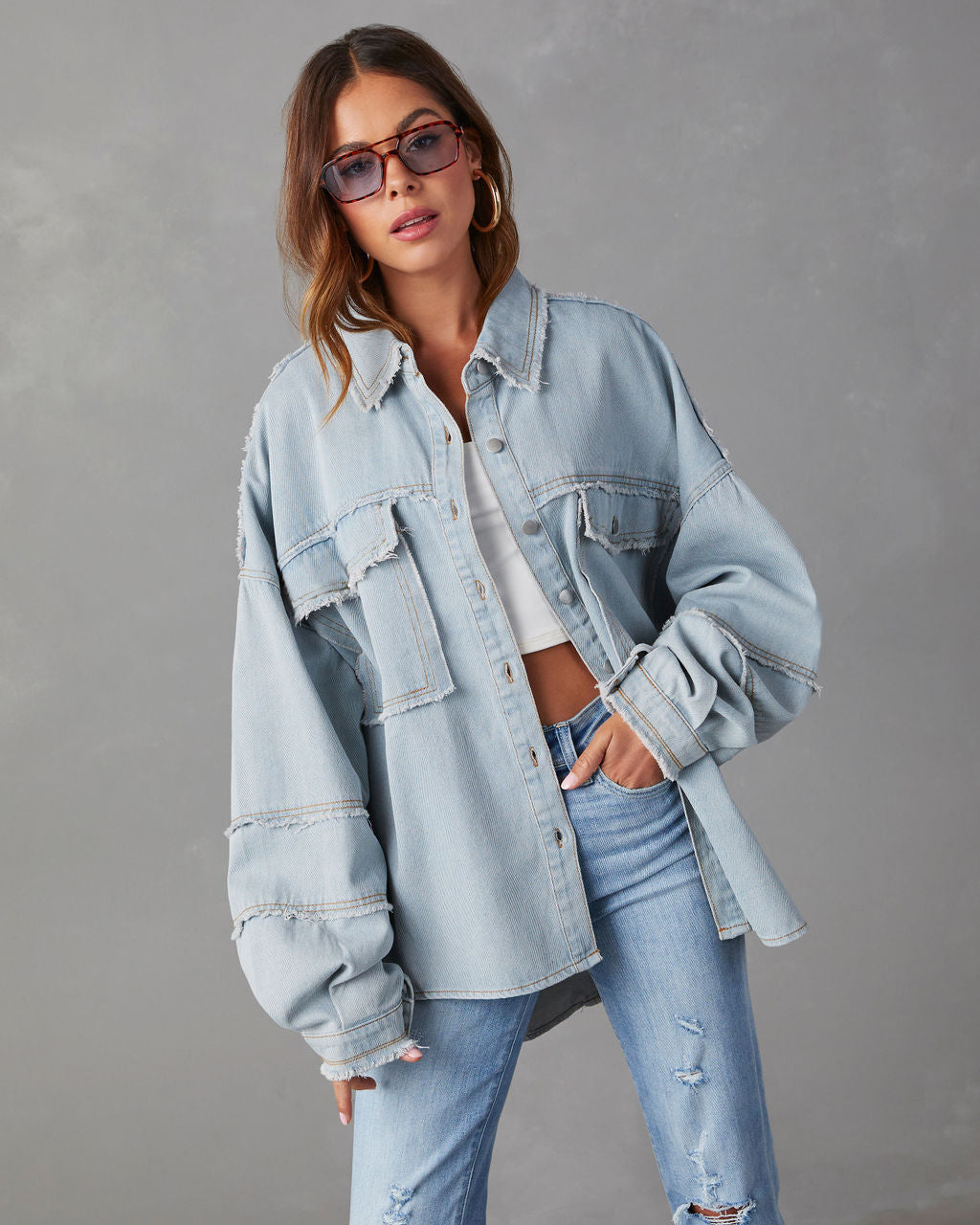 Casual Long Sleeve Denim Coat