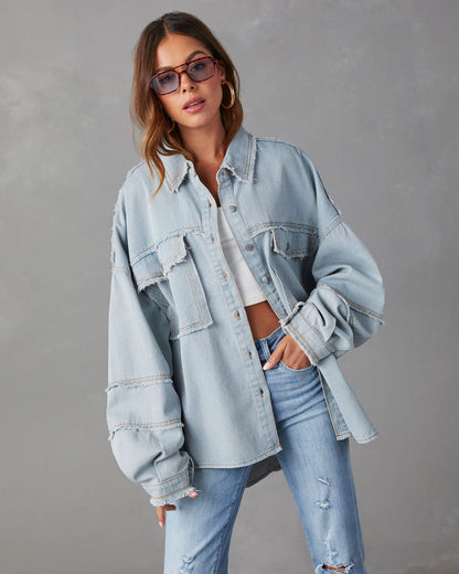 Casual Long Sleeve Denim Coat