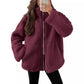 Fashion Solid Fleece Jacket Fall Spring Long Sleeve Women's Clothing