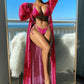 Split Long Sleeve Ins Blouse Banded Bikini