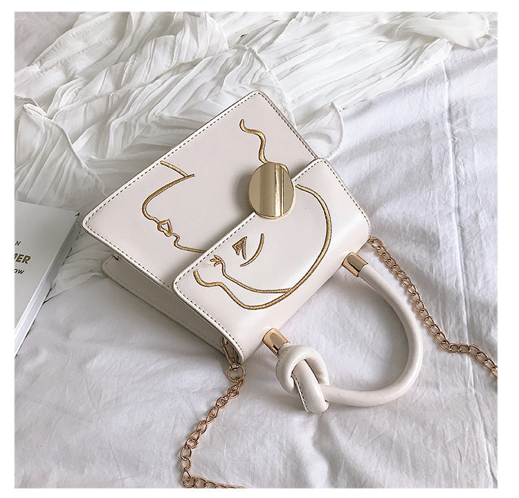 Borsa quadrata piccola ricamata alla moda