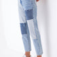 Cotton Stitching Retro Slim Straight Loose Jeans