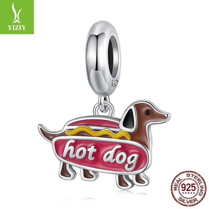 Sausage Dog Pendant S925 Silver Bead Accessories