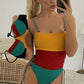 Solid color stitching bikini