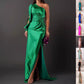 Women's One-shoulder Split Dress Ins Fashion Long-sleeved