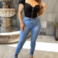 Women's Fashionable Printed Puff Sleeve Short Sleeve Top