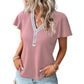T-shirt a maniche corte con scollo a V e motivo waffle