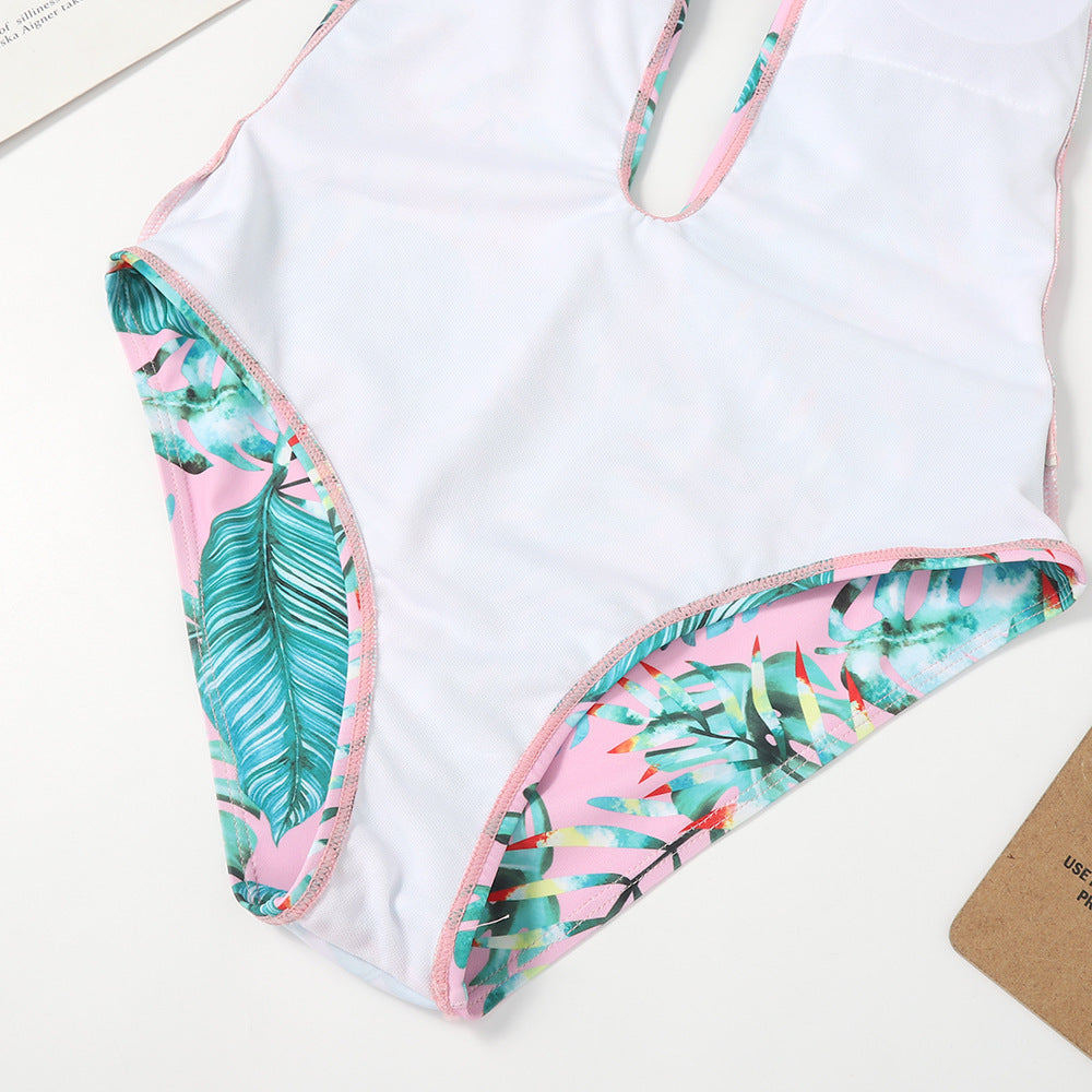 Fashion Sexy Gradient Deep V One-piece Swimsuit